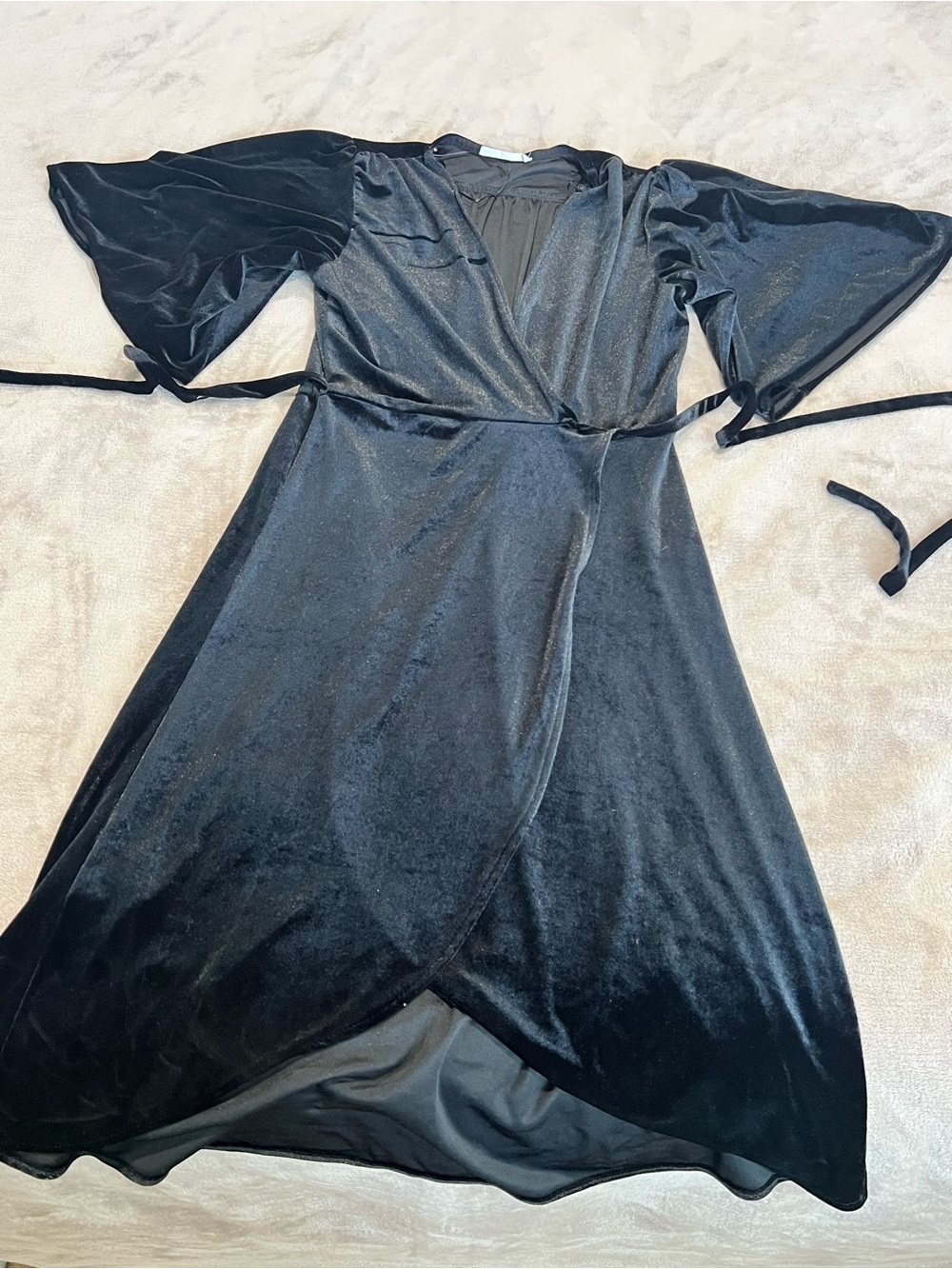 Mango velvet wrap Dress Black midi